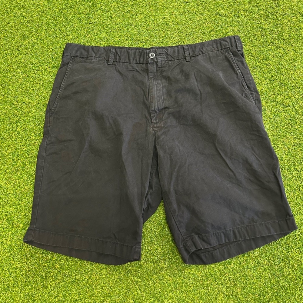 Uniqlo Mens Chino Shorts Black Cotton Flat Front Size XL 321-182879